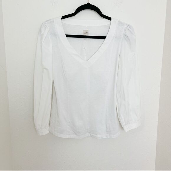 Rebecca Taylor Voile White Cotton Pouf Sleeve Top - Picture 2 of 8